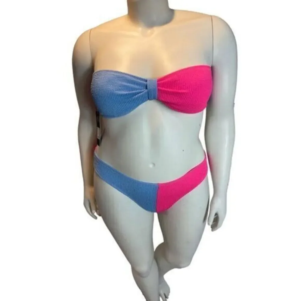 Addy Bandeau 2 Piece Bikini Size L Pink and Blue‎